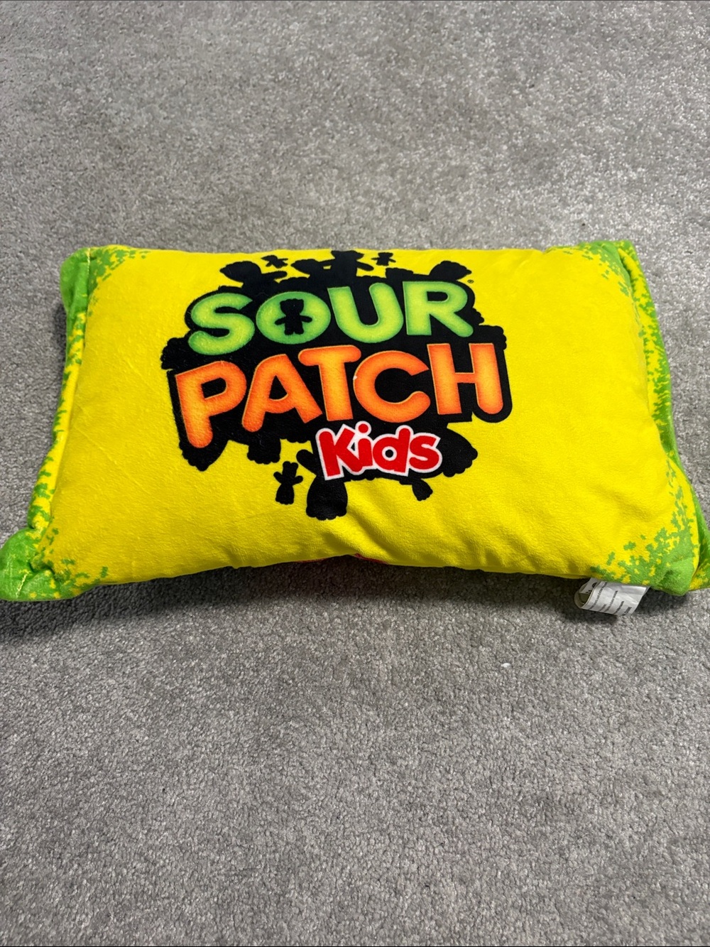 Sour Patch Kids Plush Candy Bag Pillow - Yellow with Multicolor Gummies